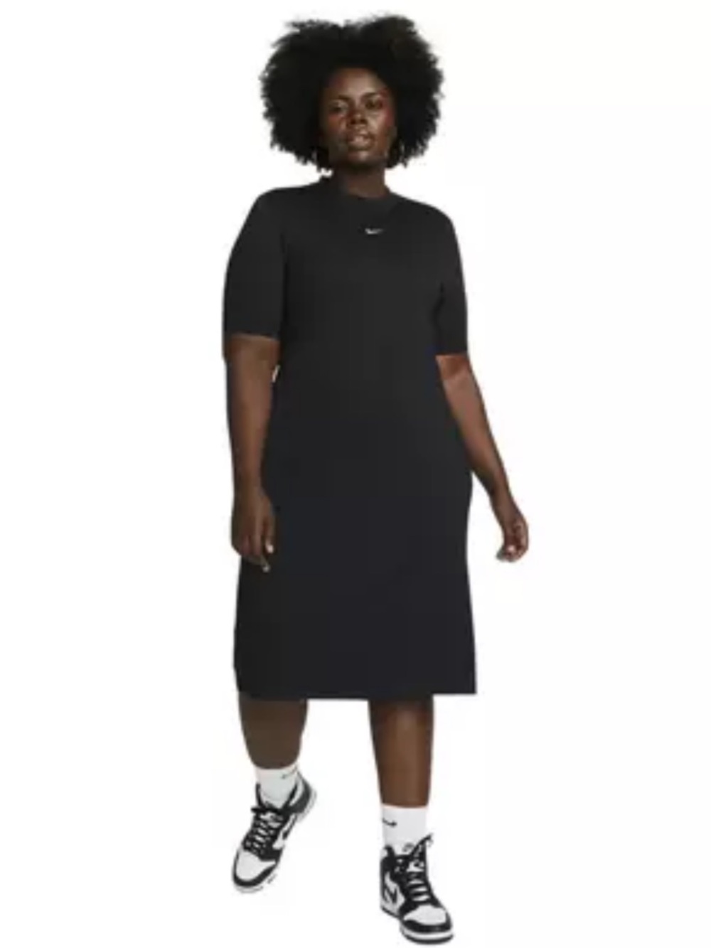 Nike | Sportswear Essential Crewneck Midi Maxi Sporty Blockette Tee Dress Black